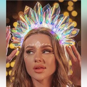 Iridescent Crystal Crown Light Up Headband